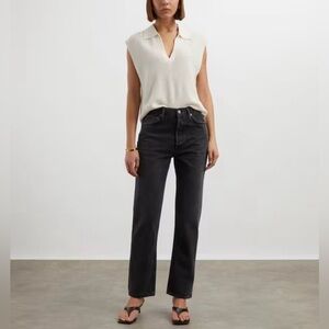 Women’s AGOLDE Jeans Size 32 Faded Black Lana Straight Leg High Rise Button Fly